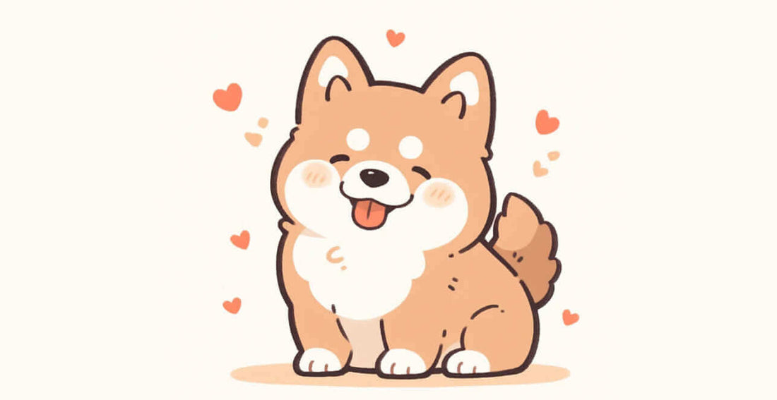 Cute cartoon dog with hearts showing affection and playfulness.