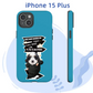 Custom iPhone 15 Plus case with a dog in a suit, featuring the phrase "Remember That You Are Awesome" for encouragement.