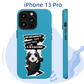 Custom iPhone 13 Pro case featuring a cute pet image with "Remember That You Are Awesome" message, showcasing durability and positivity.