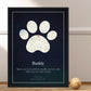 Custom Paw Print Map Poster with Pet Name and Street Map Design in Frame