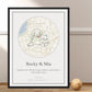 Personalized pet map gift featuring dog and cat illustration with a custom street map background, showcasing love and companionship.