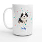 Custom pet photo mug featuring a cute puppy with colorful designs, perfect for celebrating pet anniversaries, 11oz/15oz.