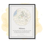 Custom cat journey map print showcasing Mittens' special locations and adventures for cat lovers.