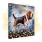 Basset Hound Watercolor Canvas Art with Butterflies, Symbolizing Life's Harmony and Pet Bond from Wings of Life Series