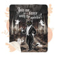 Sherpa fleece blanket with black cat and friendly spirits, text reads "Join me for a dance with the spirits"