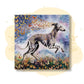 Italian Greyhound watercolor canvas with butterflies from Wings of Life Series, symbolizing elegance and life's journey.