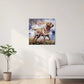 Labrador Retriever watercolor painting with butterflies, capturing pet loyalty and charm, displayed on a modern living room wall.