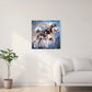 Siberian Husky watercolor canvas with butterflies in living room decor, celebrating the breed's spirit and energy.