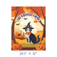 Halloween cat-themed garden flag with cute witch cat and pumpkins, vibrant autumn colors, and sweet "The Whiskers Home" text.