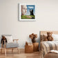 Cat's Philosophical View art print on wall in cozy room, illustrating feline-human-nature connection, ideal for pet lovers.