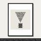 Art print featuring a cat silhouette beneath a triangle of animals, symbolizing observation and nature's interconnectedness