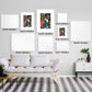 "Colorful Matisse Cats Art Prints in Various Sizes Displayed on a Wall Above a Sofa"