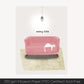 Cat Nap Art Print depicting a white cat sleeping on a pink sofa with text "easy life," enhancing home decor tranquility.