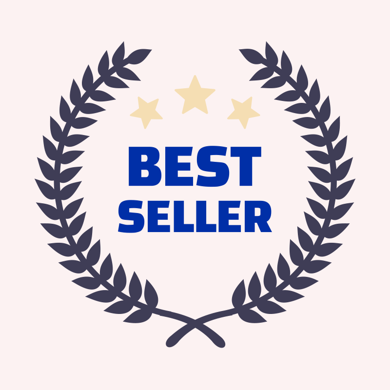 "Best Seller emblem with laurel wreath and stars"