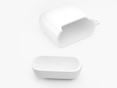 White open plastic case and lid on white background.