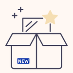 This icon represents the newest product releases at Meraki Pet. The simple design of an opening box topped with a star symbolizes the surprise and innovation in each new pet-themed product.