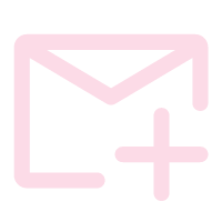 Pink envelope with a plus sign icon, symbolizing new email message creation.